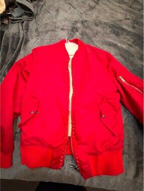 Valentino Red Bomber Jacket with Studded Details Size 50
